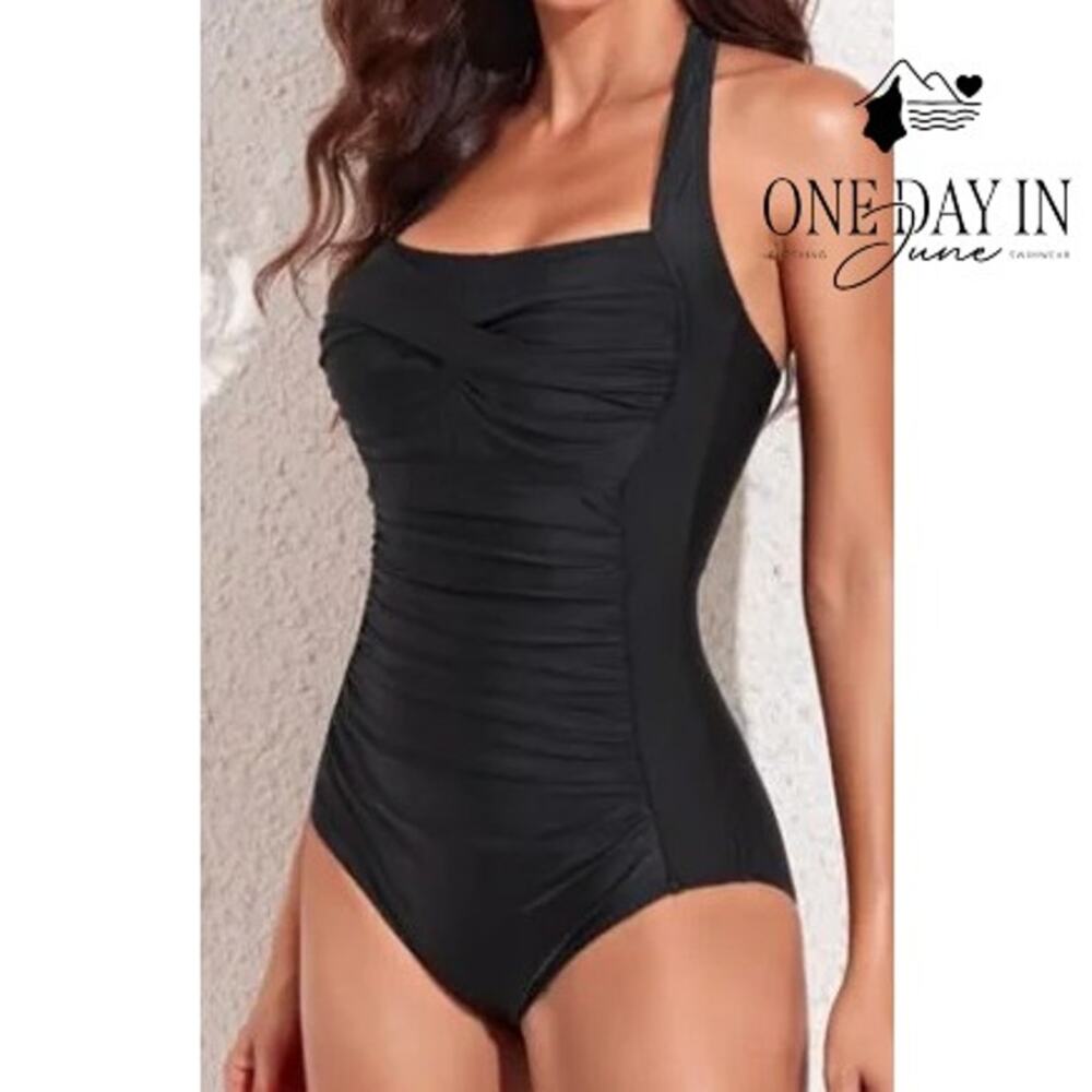 Smismivo Retro Halter One Piece Swimsuit Size M